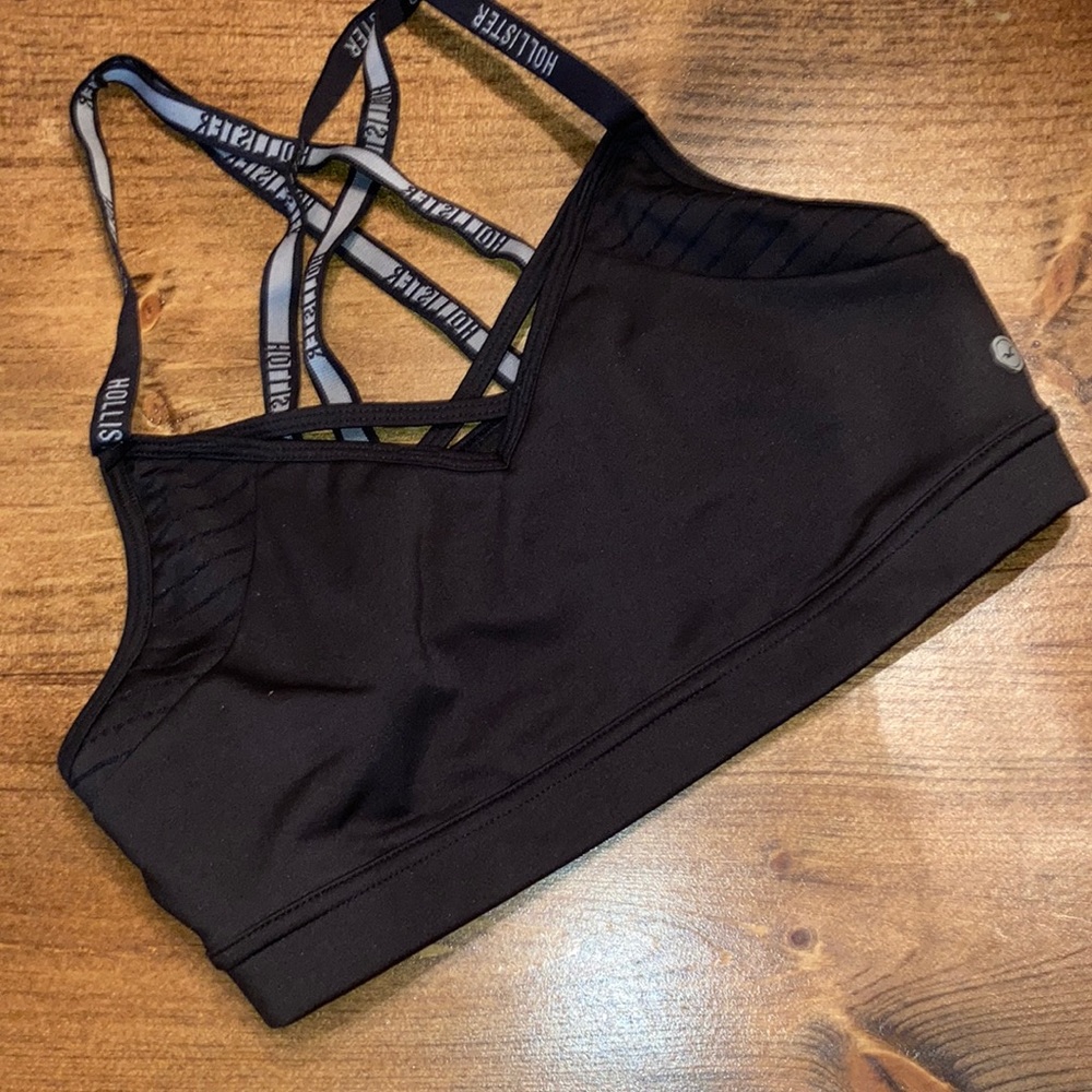 Black Hollister Sports Bralette Workout Top Crisscross Straps